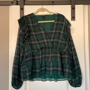 Chiffon ruffled faux wrap blouse